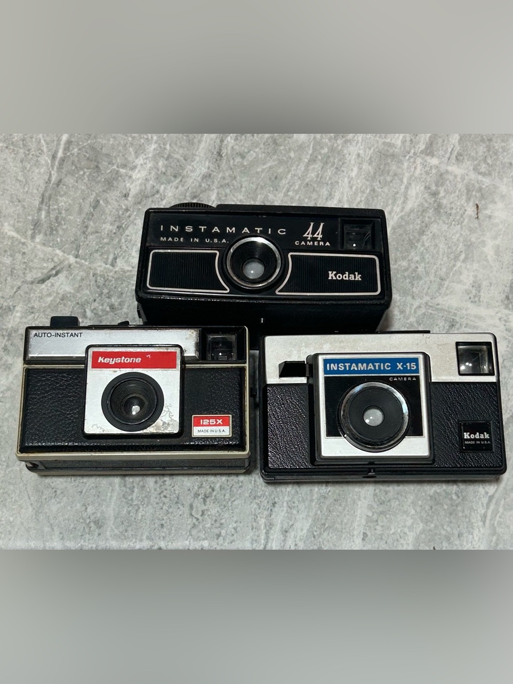 Vintage Kodak Instamatic 44 X-15 & Keystone 125X Camera Lot Untested